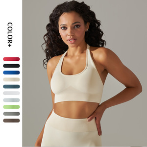 Sujetadores deportivos JAC22 D2509 para mujer, estilo europeo y americano, <span class=keywords><strong>sin</strong></span> costuras, de punto, con espalda hermosa, tipo halter, top fijo, para yoga. - Product Image 5