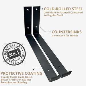 La scaffalatura <span class=keywords><strong>a</strong></span> parete in metallo nero industriale rustico supporta staffa <span class=keywords><strong>per</strong></span> ripiano vintage resistente <span class=keywords><strong>a</strong></span> goccia addensa la staffa da 6x9,25 pollici L - Product Image 3