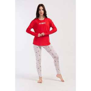 Ensemble deux pièces sexy pour femme en lyocell, col rond, manches longues, jupe avec poignets ovales, motif uni, haut et bas, pyjama - Product Image 3
