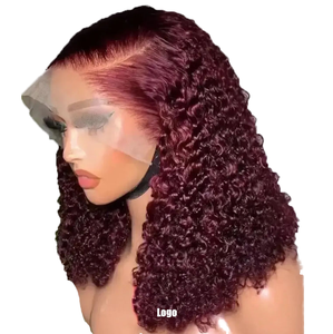 NUEVO 2025 XZYWholesale Peluca de <span class=keywords><strong>Cabello</strong></span> Rizado Rojo Vino con Encaje Frontal 13*4, Pelucas con Encaje Frontal Más Vendidas en Europa, América y África, en Stock - Product Image 1