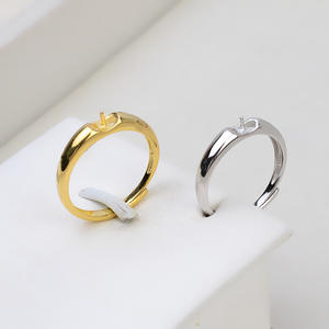 Anillo Abierto Ajustable de Plata S925 para Mujer, Joyería DIY con Perla, Talla 7-8, Anillo de Boca Abierta, 54 Accesorios de Producto Semiterminado - Product Image 1