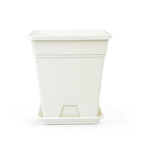 Pot de plante carré en plastique PP avec trou de drainage, design minimaliste durable pour une utilisation en intérieur/extérieur, capacité de 6,22 L