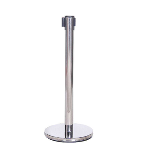Paslanmaz Çelik Kuyruk Hattı Geri Çekilebilir Bant Bariyeri Direği Düz Taban 63mm Çap X 910mm Uzunluk - Product Image 1