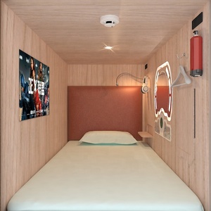 Lits en bois de marque WE avec porte intimité intégrée Lits d'hôtel peu encombrants - Product Image 2