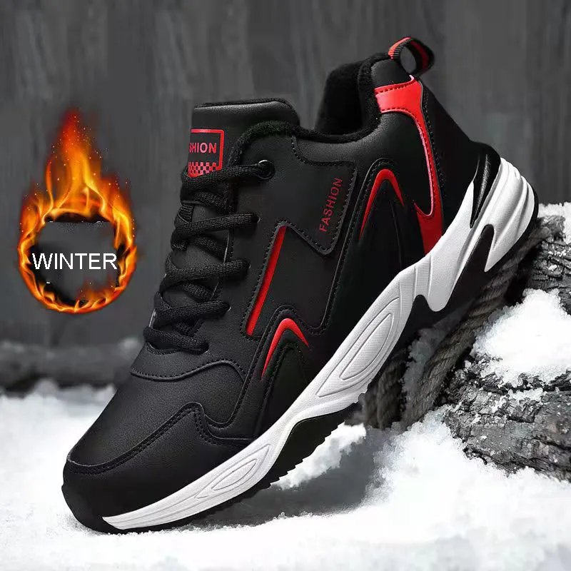 New Style Man PU Leather Shoes Winter Sport Footwear Breathable Fitness Sneakers For Male