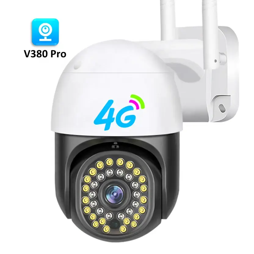 Kamera CCTV keamanan luar ruangan, kamera IP pengawasan luar ruangan Ptz Dome 3MP 5MP, 4G sim V380 PTZ