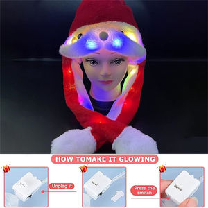 Lumière LED Oreilles mobiles Chapeau <span class=keywords><strong>de</strong></span> Noël Enfants Bunny Glowing Ear Moving Hat Jumping Rabbit Plush Flash Cartoon Children Adult Gift Hat - Product Image 3