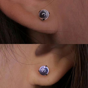 Boucles d'oreilles à clous en verre |   Piercing de lèvre, de langue ou de cartilage en titane F136 à 3 griffes – Accessoire de bijouterie - Product Image 2