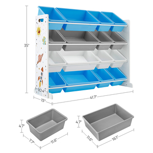 Tuangmics — bibliothèque en bois pour enfants, meubles de rangement facile à assembler, avec boîte de rangement en plastique - Product Image 4