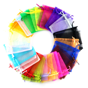 Customized Logo Organza Bag Wholesale Cheap Candy Storage Gift Pouch Drawstring Bag Festival Mesh Organza Drawstring Bags