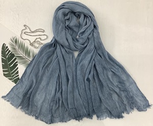 وصل حديثًا شال نسائي من مزيج القطن سادة ناعم جيد التهوية وشاح عتيق نسيج إسلامي فاخر حجاب رايون مجعد - Product Image 4