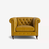 Moderner Vintage Chesterfield Leder-Akzentsessel Einzelner Loungesessel mit Rollarmlehnen Freizeitstuhl mit Rollen für Wohnzimmer und Hotel