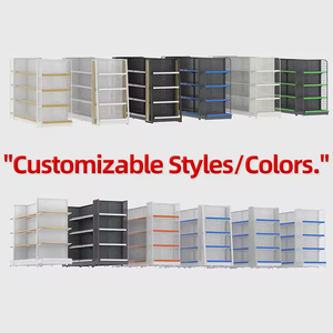 Estante de supermercado de doble cara ligero personalizado, soporte de exhibición de sistema de góndola de grano de madera para tienda de conveniencia, Material metálico - Product Image 6