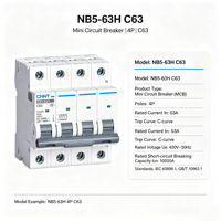 CHINT NB5-63H D20A 1P 2P Courbe D Disjoncteur miniature (MCB) IP20 AC220V/230V 10kA Rail DIN Certifié CE Stock usine