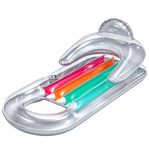 Transat <span class=keywords><strong>gonflable</strong></span> argenté pour <span class=keywords><strong>piscine</strong></span> avec porte-gobelet, appui-tête et accoudoirs - Product Image 1