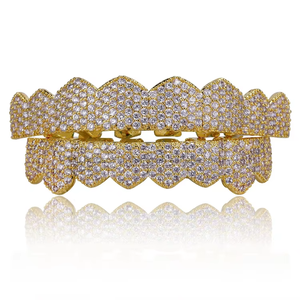 En gros Grillz dentaires Hip Hop Iced Out plaqué or 18K et platine, crocs de rappeur, bijoux corporels, cadeau - Product Image 2