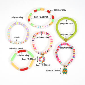 Easter <b>Beaded</b> <b>Bracelets</b> Set Soft Clay Charm <b>Bracelets</b> For Kids Party Gift Made In China - Product Image 4