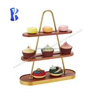 Banquete de fiesta Buffet Catering Cupcake Display Risers Decoraciones de mesa Vidrio dorado y soporte de pastel y postre de metal Set Boda