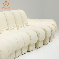 Canapé modulaire en cuir de luxe en forme de U, beige, élégant, pour salon, canapé incurvé, meubles de salon