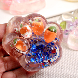 High Quality TPR Glitter Maltose Pinch Cat Paw Fruit Shape Hand Exercise <b>Squeeze</b> Stress Relieve Squishy Toys for Kids Adults - Product Image 6