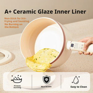 Marmite Électrique Tout-en-un 4L, Revêtement Céramique, 1000W, <span class=keywords><strong>9</strong></span> Modes, Minuteur 24H, Maintien au Chaud 8H, 5 Niveaux de Puissance, Nettoyage Facile, Idéale Dortoir Étudiant et Maison - Product Image 3