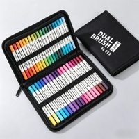 Ensemble de 60 marqueurs à double pointe, pointe fine et pointe pinceau, à base d'eau, pour le dessin, le manga et les fournitures artistiques scolaires