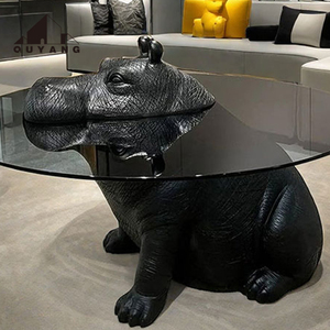 Quyang trong nhà trang trí kim loại nghệ thuật động vật hà mã tượng đồng hà mã điêu khắc Bàn cà phê - Product Image 2