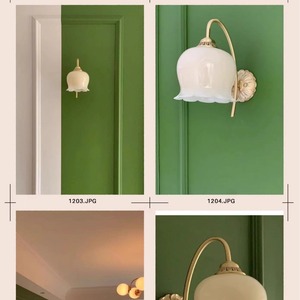 French Lily Of The Valley <b>Wall</b> Lamp E14 Led <b>Light</b> Source Tricolor <b>Switch</b> Control Bedroom Living Room Vintage Style - Product Image 2