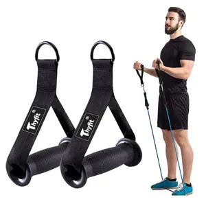 Resistance Bands Exercise Handle Replacement Home Gym Fitness Pull Down Handle Grips with Black D Ring