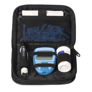 Bolsa de Almacenamiento para Glucómetro, Portátil, Negra, en Oferta, con Bolsillo de Malla, para Kit de Prueba de Diabetes - Product Image 1