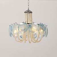 Lustre en verre de Murano rose de luxe, style romantique médiéval français, avec perles chaudes, pour salon, bureau à domicile ou chambre principale