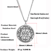 Grand Pentacle de Salomon le Grand Grimoire avec la Grande Clavicule de Salomon Amulette Talisman Pendentif en acier inoxydable Collier
