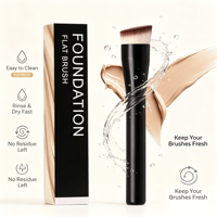 Kuas Makeup Tunggal Profesional Bentuk Kuas Sudut dengan Gagang Kayu Hitam, Bulu Sintetis Vegan, Logo Custom OEM ODM