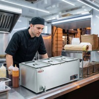 OUTE 3-Pfannen Kommerzielles Bain-Marie Elektrischer Tischaufsatz-Warmhaltebehälter aus Edelstahl für Restaurant-Buffet