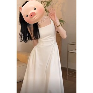 French Style Elegant White Slip Dress Strapless Tummy Control Long Dress For Daily Leisure Wear - Product Image 1