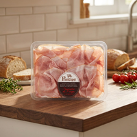 Racque Premium, poitrine de porc tranchée, charcuterie froide, faible teneur en sel, emballée sous vide, réfrigérée, origine Espagne, 0,25 kg