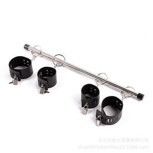 Bondage <b>strap</b> <b>buckle</b>, sexy leather <b>strap</b> lock, hand and foot restraint iron pipe, hand and foot binding, black SM alternative - Product Image 2