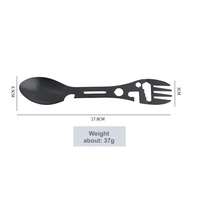 Cuillère multifonctionnelle en acier inoxydable, ouvre-bouteille, fourchette et couteau, ouvre-boîte, ustensile de camping pour la randonnée et le camping