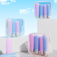 Sac de rangement transparent en silicone élégant, pochette de voyage pour la maison, organisateur de maquillage et de produits de toilette avec fermeture éclair pour l'aéroport, liquide cosmétique