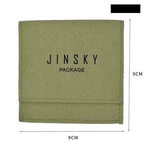 Conteneur de bijoux portable en microfibre de luxe Jinsky avec logo personnalisé, ouverture d'anneau à rabat, sac de rangement texturé - Product Image 5