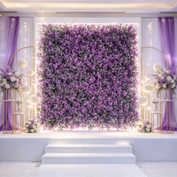 Mur végétal artificiel en herbe violette, anti-UV, panneaux muraux en fausses fleurs de lavande pour mariage, fête d'anniversaire