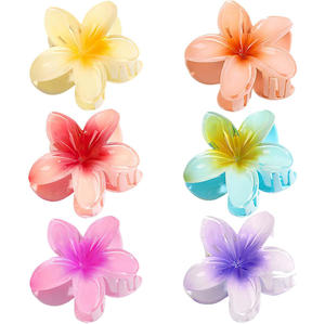 Pinza de Pelo Grande de 8.5cm con Flor Dulce, Accesorios para el Cabello, Pinza de Pelo de Plumeria con Efecto Moiré para la Parte Trasera de la Cabeza - Product Image 1