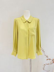 Áo sơ mi nữ sang trọng chất liệu 90% tơ tằm 10% spandex co giãn, tay dài, có túi, giặt được, mẫu 2026 - Product Image 4