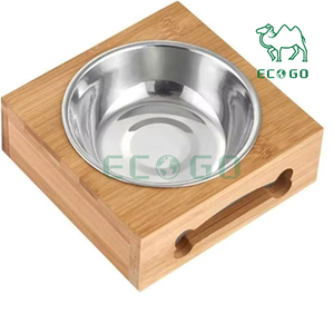 <b>Cat</b> Feeder Bamboo Sublimation Dog Bowls in Wooden Stainless Steel Bamboo Dog Pet Bowl <b>Stand</b> - Product Image 4