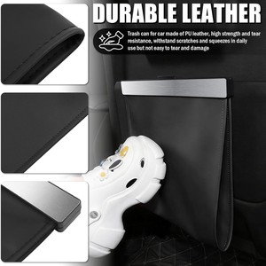 <b>Car</b> Magnetic Trash Bag Leather Hanging Storage Rectangular Waterproof Multi Functional For <b>Car</b> <b>Interior</b> Cleaning - Product Image 5