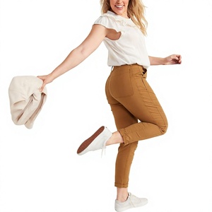 Pantalon droit d'été grande taille pour femme, design personnalisé, couleur unie, coupe ajustée, respirant, écoresponsable, en Spandex/Coton, anti-plis - Product Image 2