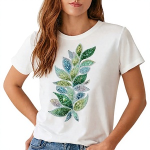 Chemisier élégant en coton imprimé, sans manches, motif floral, broderie fantaisie personnalisée de perles de rocaille, artisanat MS pour fêtes - Product Image 1