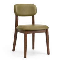 Chaise de salle à manger moderne en bois avec assise et dossier rembourrés, structure en bois massif, chaise d'appoint pour salle à manger
