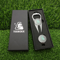Marqueur de balle de golf en émail souple, type jeton de poker, et outil de réparation de divots de golf de qualité, avec boîte