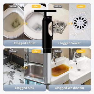 Déboucheur WC en acier inoxydable, déboucheur de tuyaux d'évier et d'égout, déboucheur de canalisations, déboucheur de drain, déboucheur à air comprimé, déboucheur à piston - Product Image 2